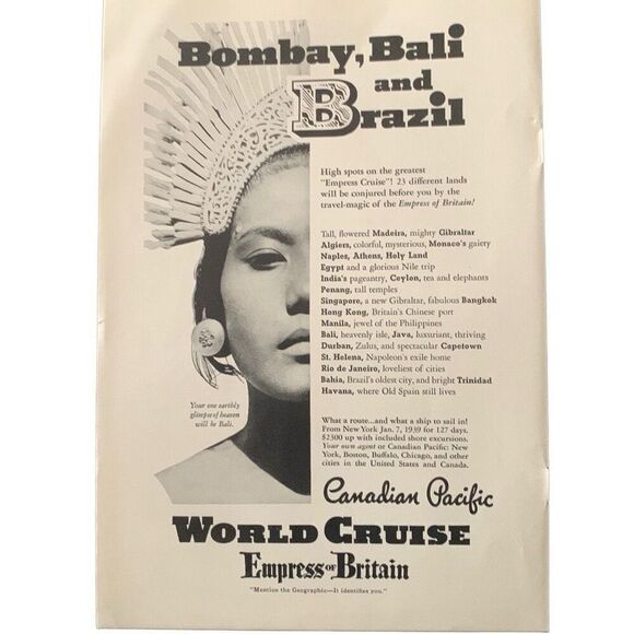 Vintage 1938 Canadian Pacific World Cruise Ad Advertisement - Picture 4 of 4